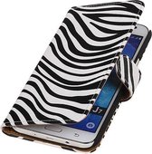 Zebra Bookstyle Hoes Geschikt voor Samsung Galaxy J7 Wit