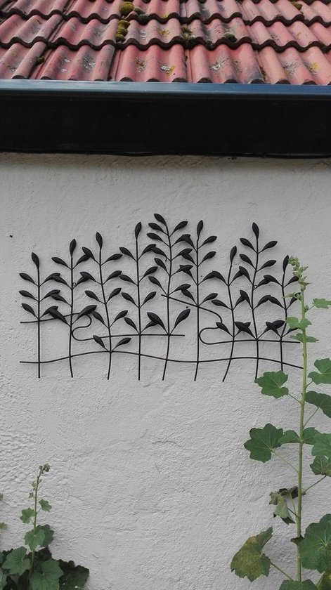Spelen met Bevestiging Overblijvend Tuindecoratie - wanddecoratie - bladeren - takjes - tuin - metaal - zwart -  53 x 90 cm | bol.com