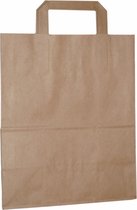 50 Bruine Draagtassen/ papieren tassen In Kraftpapier Met Platte Oren 18x8.5x23cm