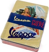 Vespa puzzel originale "Pin-up girl" in tinnen cadeaubox