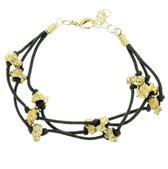 Behave Armband zwart met goud kleur kralen 17 cm