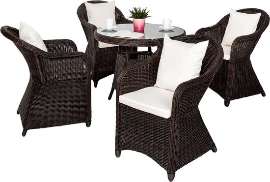 Kritiek moeilijk Refrein TecTake - Aluminium wicker tuinset, luxe, 4 stoelen en 1 tafel 401974 |  bol.com