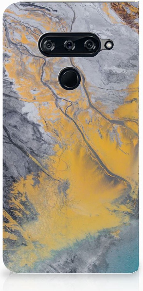 LG V40 Thinq Standcase Marble Blue Gold