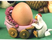 Paolo - Chiari - Eierdopjes - setje van 4 kippen - 2 rose - 2 blauw - met kinderwagen - Pasen - Geboorte - kraamcadeau