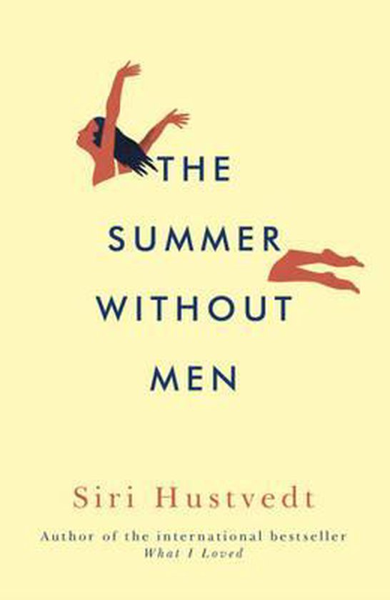 Boekcover 'The Summer Without Men' met gele achtergrond en illustratie van twee dansende figuren.