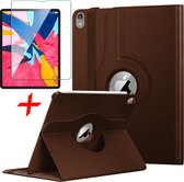 iPad Pro 12.9 (2018) Hoes + Screenprotector - 360 Graden Draaibaar Book Case Cover Leer - Hoesje van iCall - Bruin