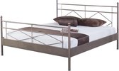 Bed Box Wonen - Metalen bed Maria - 120x200 - Graphit bruin - met lattenbodem en matras