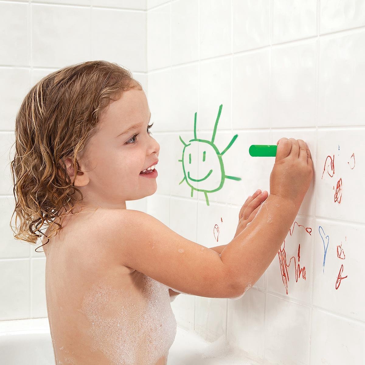 Munchkin Badkrijtjes - Kleuren in Bad - Badspeelgoed - Badkrijt - Set van 5 kleurrijke Bad Stiften - Makkelijk te wassen - Douche krijtjes - Vanaf 12 Maanden - voor tegels en de badkuip — afbeelding 2