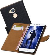 Croco Bookstyle Wallet Case Hoesjes voor Huawei Honor 6 A Zwart