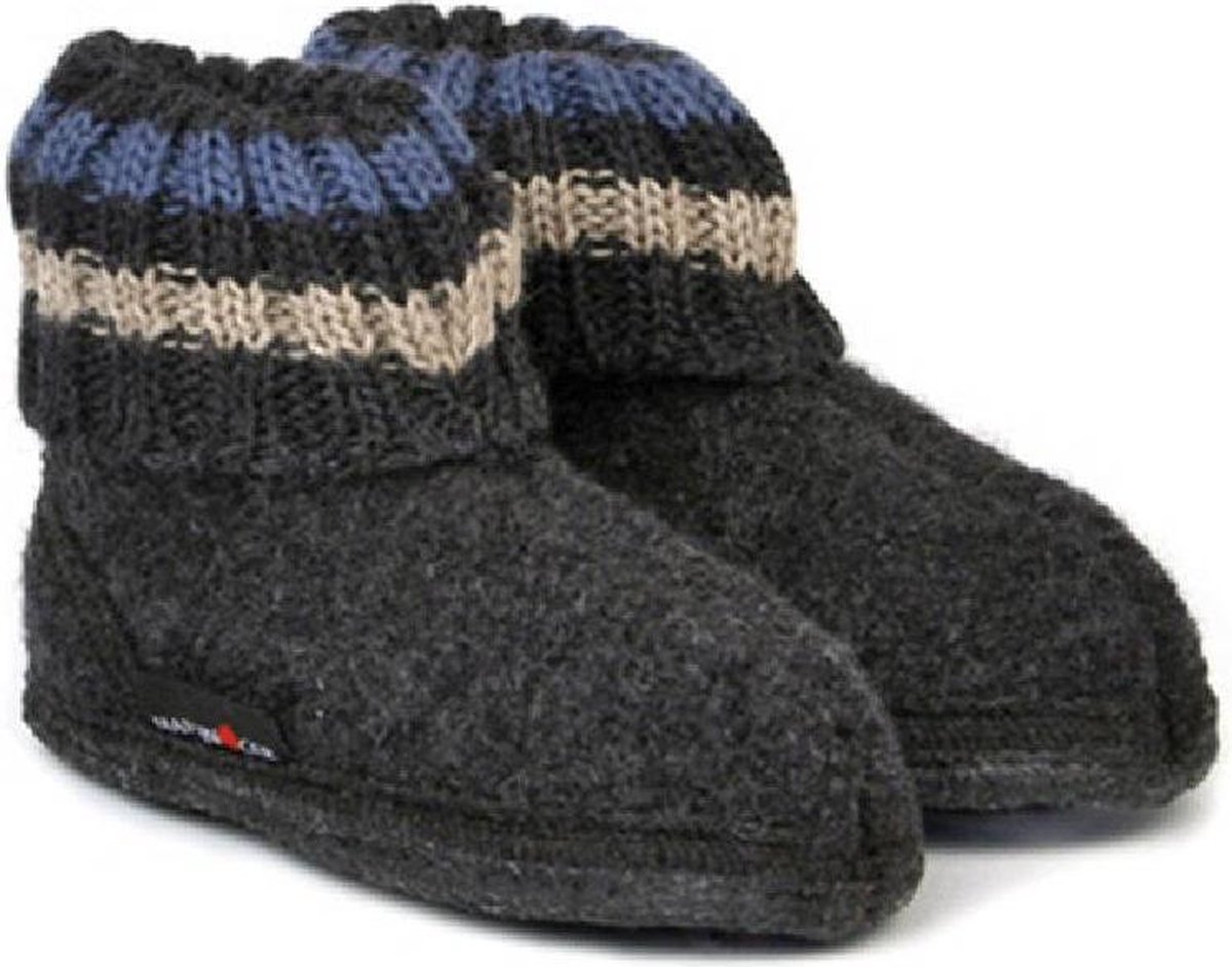 HAFLINGER - pantoffels - Graphit - 100% wol - Maat 39
