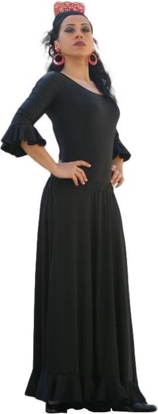 Spaanse Flamenco rok - zwart - maat M - lengte 95cm -