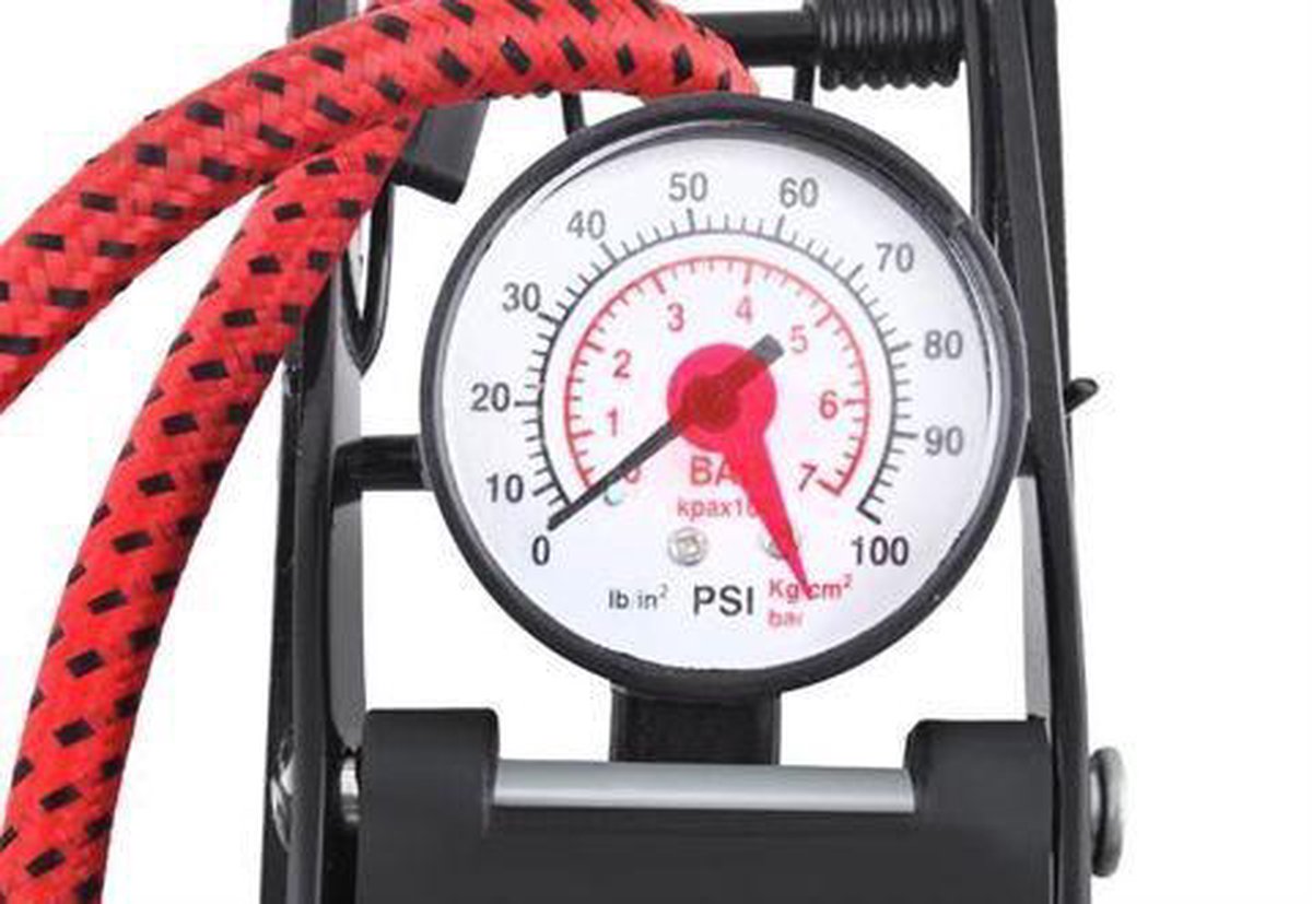 Carmotion Voetpomp Met Digitale Manometer, Fietspomp Voor Alle Ventielen En Auto S Luchtpomp Fiets Tot 8 Bar 120 Psi Fietspomp Staande Pomp 3 Cilinders Adapters 68 Cm Slang 1955016022