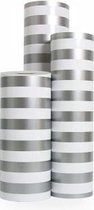 Cadeaupapier Luxe Zilver-Wit Gestreept - Rol 70cm - 200m - 90gr | Winkelrol / Apparaatrol / Toonbankrol / Geschenkpapier / Kadopapier / Inpakpapier