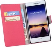 LELYCASE Bookstyle Wallet Case Flip Cover Hoesje Huawei Ascend P7 Roze