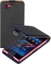 Lelycase Zwart Eco Leather Flip Case Hoesje Sony Xperia Z1 Mini Compact