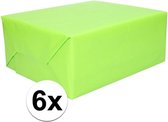 6 Stuks kadopapier lime groen - 200 x 70 cm - cadeaupapier / inpakpapier