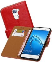 Pull Up PU Leder Bookstyle Wallet Case Hoesjes voor Huawei Y7 / Y7 Prime Rood