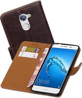 Pull Up PU Leder Bookstyle Wallet Case Hoesjes voor Huawei Y7 / Y7 Prime Mocca
