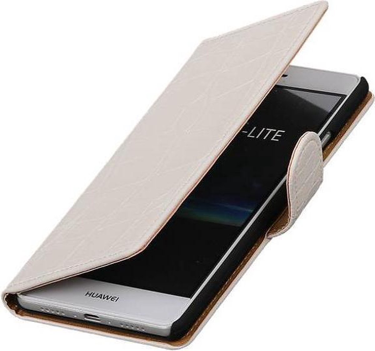 Croco Bookstyle Wallet Case Hoesje Geschikt voor Huawei P9 Lite Wit
