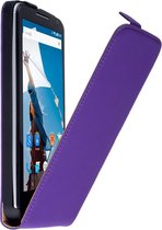 Paars Motorola Nexus 6 Lederen Flip Case Hoes