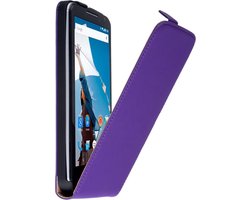 Paars Motorola Nexus 6 Lederen Flip Case Hoes