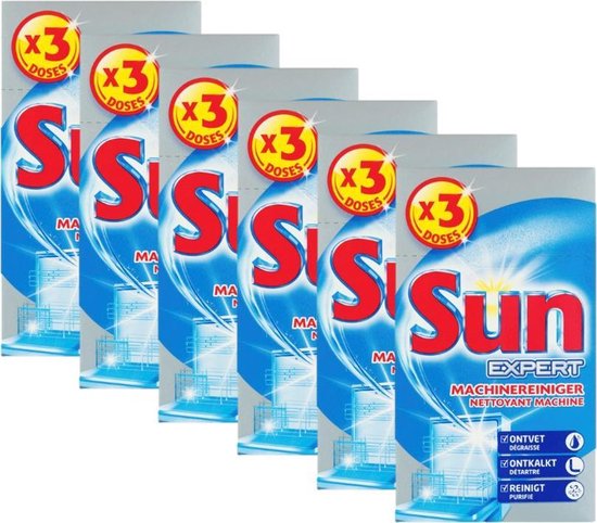 Sun - Vaatwasmachinereiniger - pak 3 dosissen - 6 stuks