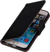 Zwart Pull-Up PU booktype wallet cover cover voor Apple iPhone 6 / 6s Plus