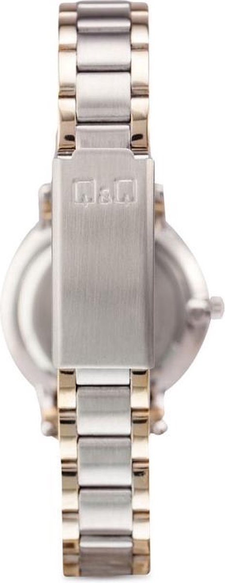 QQ Q945J404Y - Horloge - Analoog - Dames - Vrouwen - stalen band - Rond - Staal - Cijfers - Zilverkleurig - Goudkleurig
