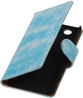 Lizard Bookstyle Wallet Case Hoesje voor Sony Xperia Z3 Compact Turquoise