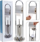 Bathroom Solutions Porte-papier hygiénique / porte-balais en acier inoxydable couleur argent