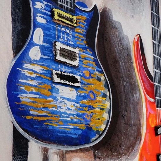 Peinture à l'huile peinte à la main Guitare