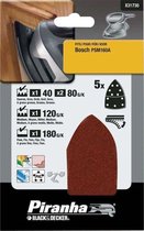 Piranha Schuurstroken Bosch PSM (1xK40 ,2xK80, 1xK120, 1xK180), 5 stuks X31730