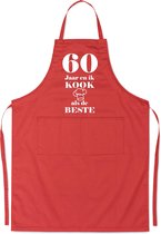 Mijncadeautje - Luxe schort - 60 jaar - en ik kook als de beste - rood