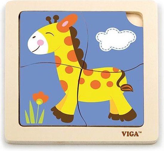 uitzetten Met name Aanvrager Viga Toys Houten Legpuzzel Giraffe 4 Stukjes | bol.com
