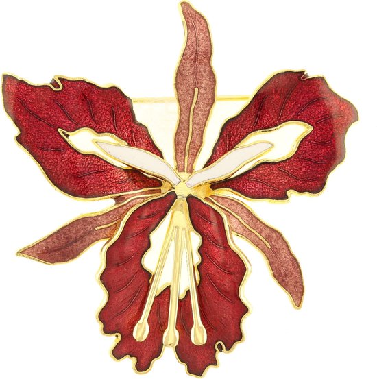 Behave® Broche femme fleur rouge - Broche décorative en émail - Broche écharpe