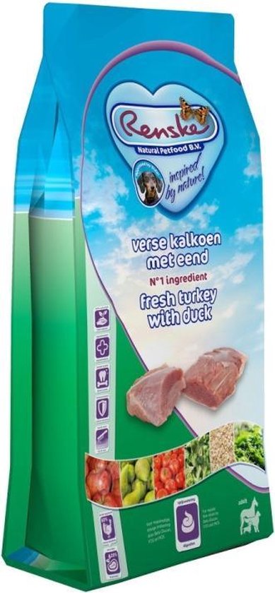 Renske Super Premium Adult Verse Kalkoen en Eend - Hond - Droogvoer - 600 gr