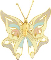 Behave® Dames broche vlinder 3D wit emaille