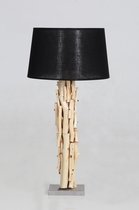 Tafellamp Blank Hout, Kapje Zwart 60cm