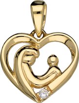 Pendentif famille Glow coeur 1 enfant avec zircone - or 14 kt