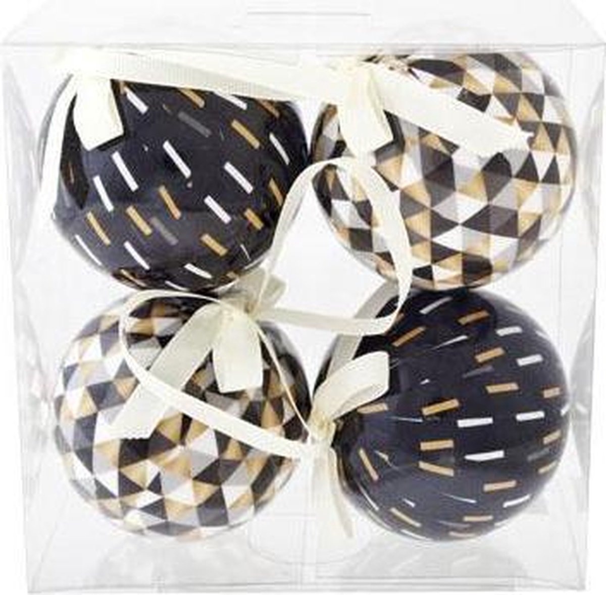 Cosy&Trendy Kerstballen Circus Ø 7,5 Cm - Zwart/Wit-Goud - Set-4 | Bol.Com