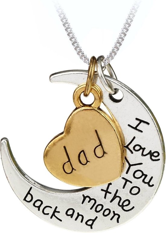 Fako Bijoux® - Ketting - Dad, I Love You To The Moon And Back