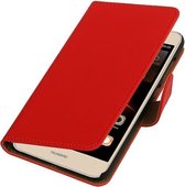 Rood Effen booktype wallet cover hoesje voor Huawei Y6 II Compact