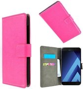 Roze Wallet Bookcase P Hoesje Geschikt voor Samsung Galaxy A3 2017