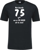 Mijncadeautje - Leeftijd T-shirt - Het duurde 75 jaar - Unisex - Zwart (maat M)