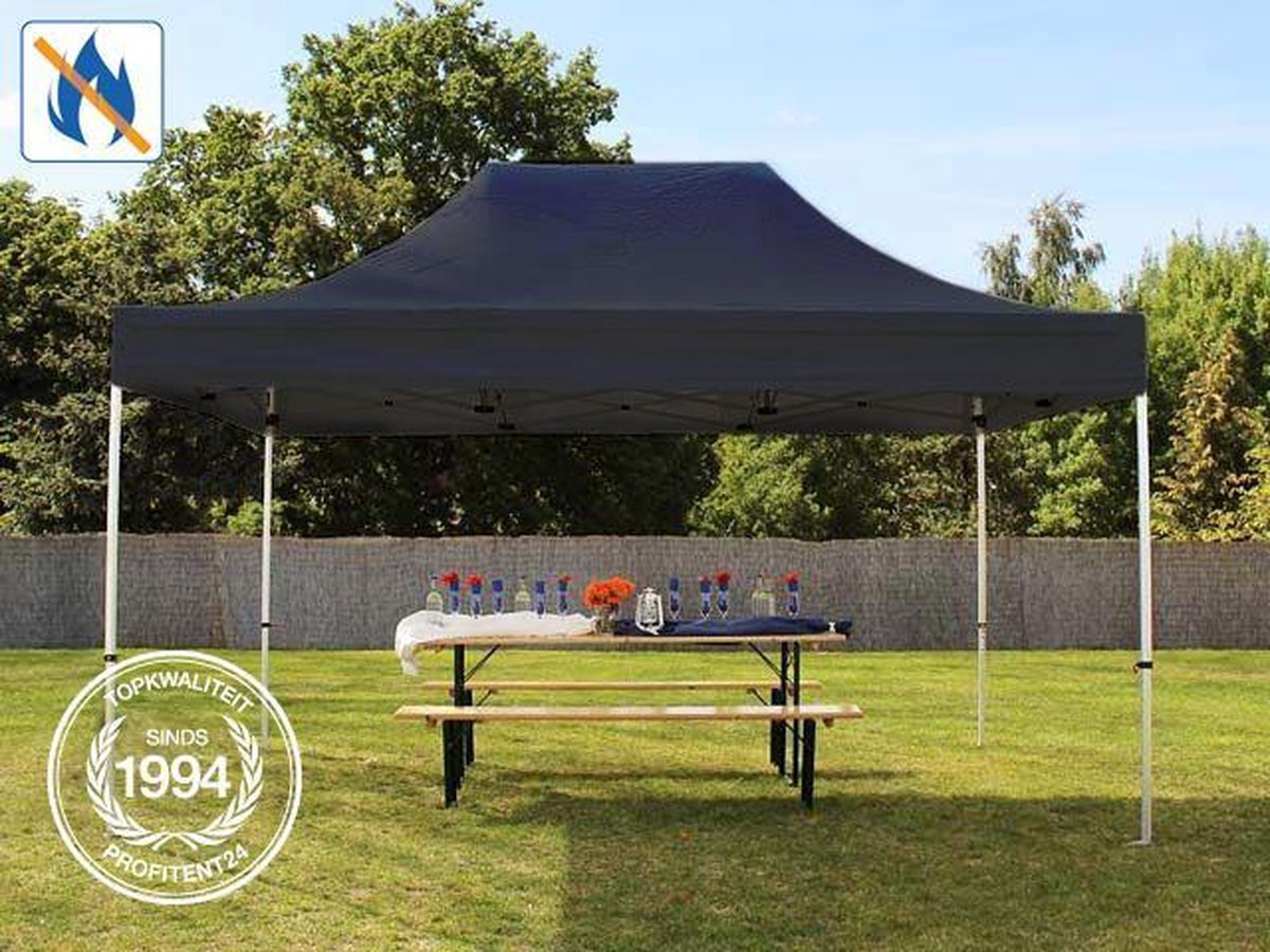 4x6 m Easy Up partytent Vouwpaviljoen PVC brandvertragend, PROFESSIONAL alu 50 mm, zwart
