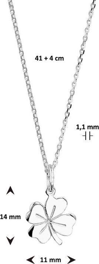 Glams Dames ketting klaver - Zilver 45 cm