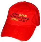 Benza - Katoenen geborduurde katoenen baseball cap, pet: Ik ben blond hou het simpel