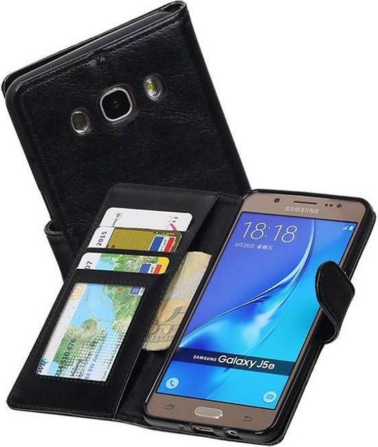 Druif solide milieu Samsung Galaxy J5 2016 Portemonnee Hoesje Booktype Wallet Case Zwart |  bol.com