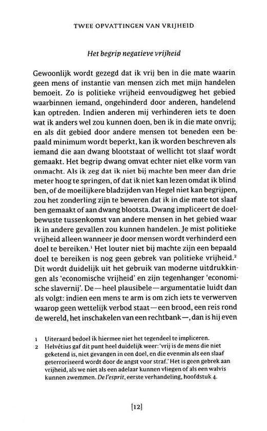 Tekstpagina met een voetnoot over Helvetius en de vrijheid.