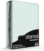 Damai - Hoeslaken (tot 25 cm) - Double Jersey - 180 x 220 - 200 x 200 cm - Aqua